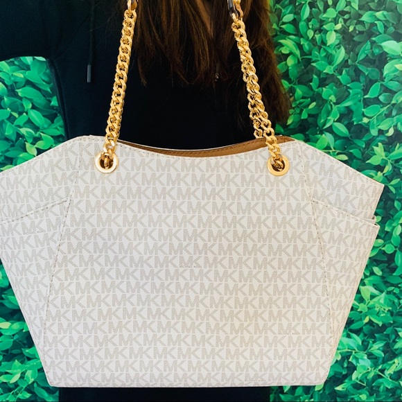 Michael Kors PVC/SAFFIANO LEATHER LARGE CHAIN TOTE - Picture 3 of 8